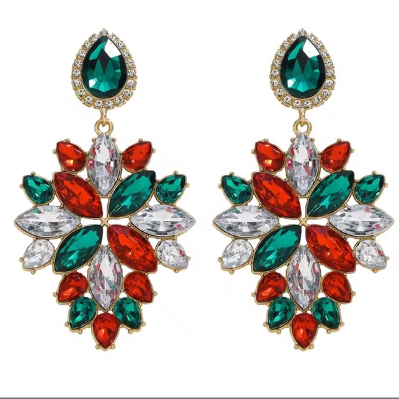 New year Christmas Multicolor Crystal Drop Earrings - Picture 4 of 4